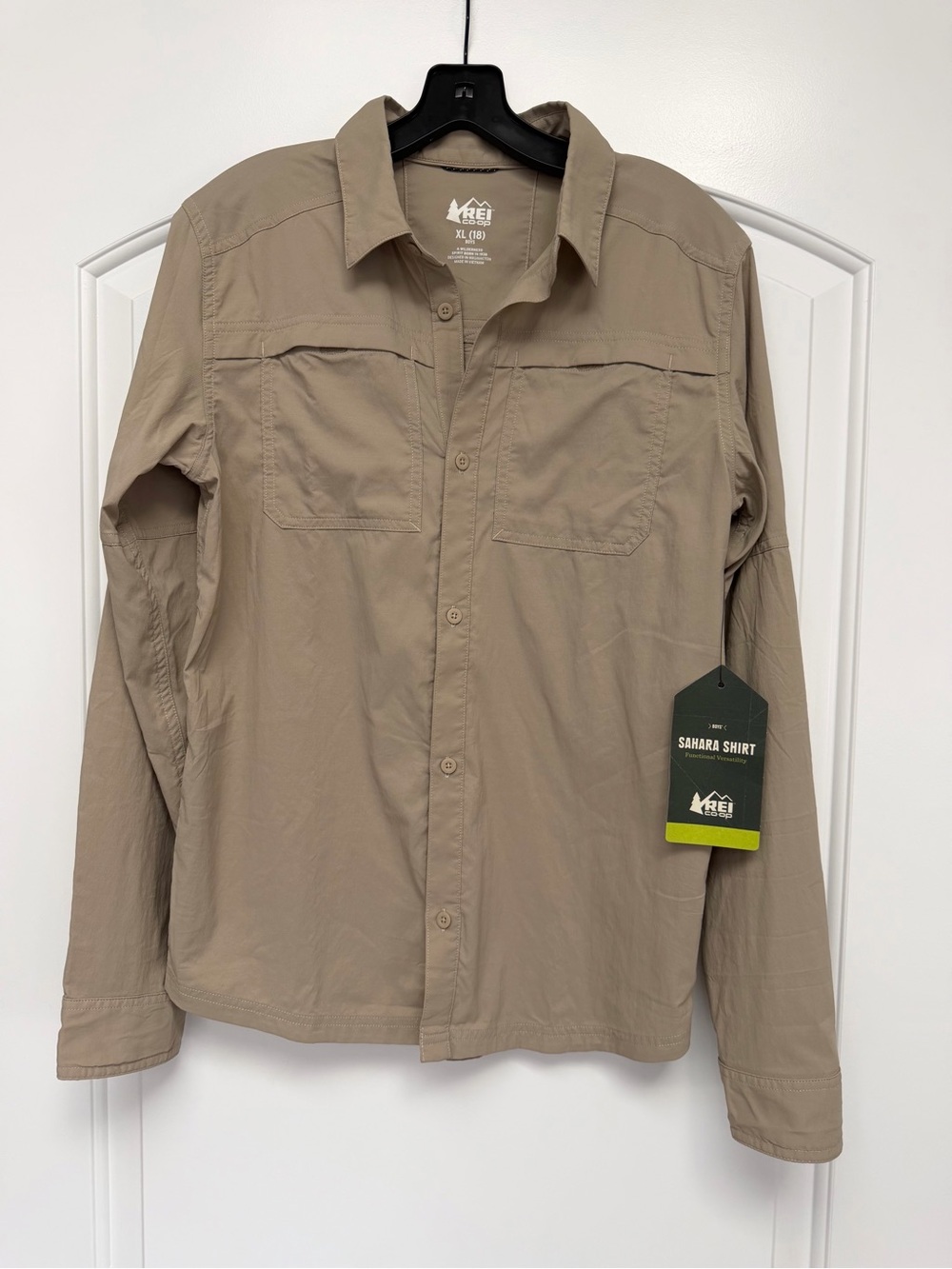 REI Boys Sahara Long-Sleeve Solid Shirt in Beachwood Size Kids XL (18) NWT